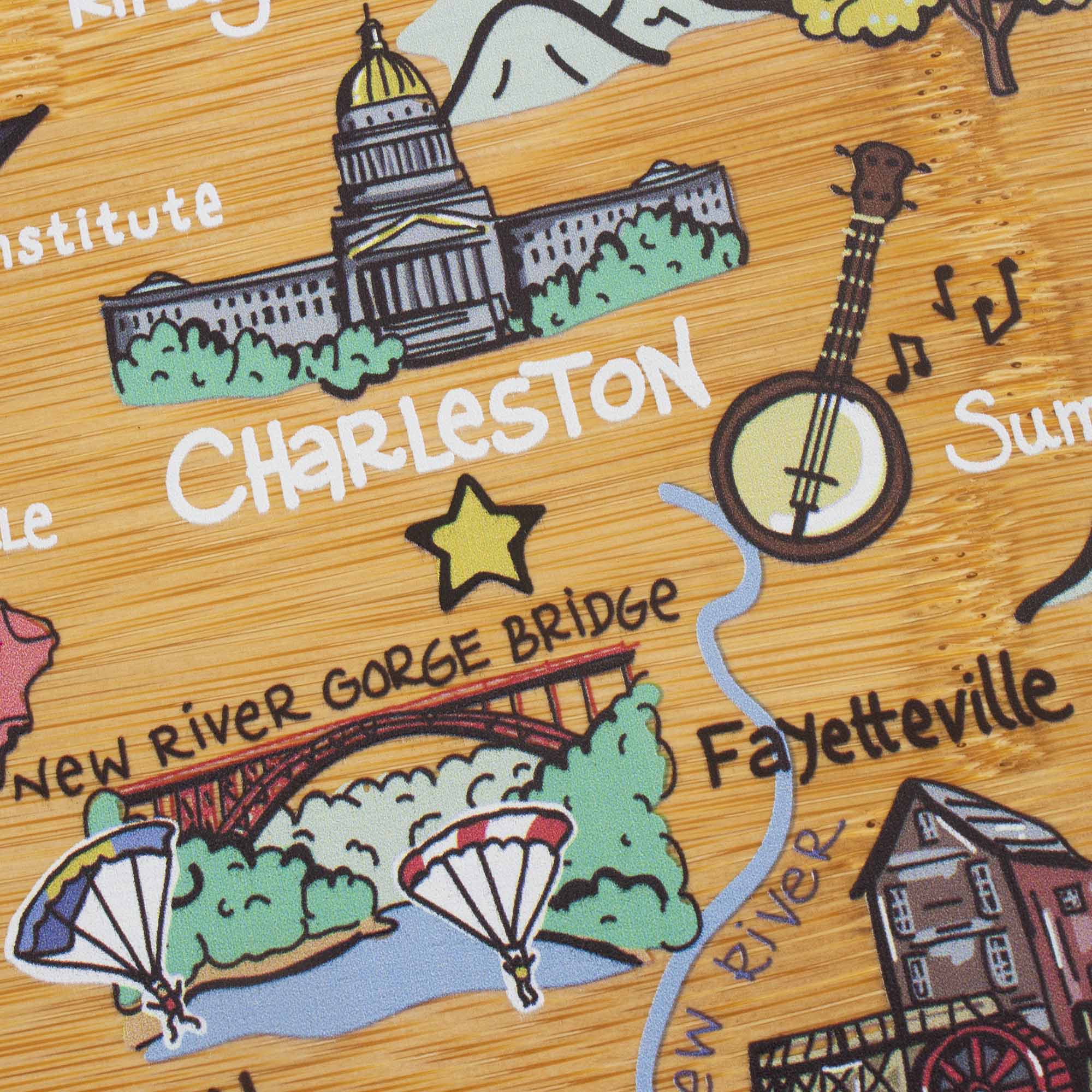 Institute  
Charleston  
Sumridge  
New River Gorge Bridge  
Fayetteville  
New River