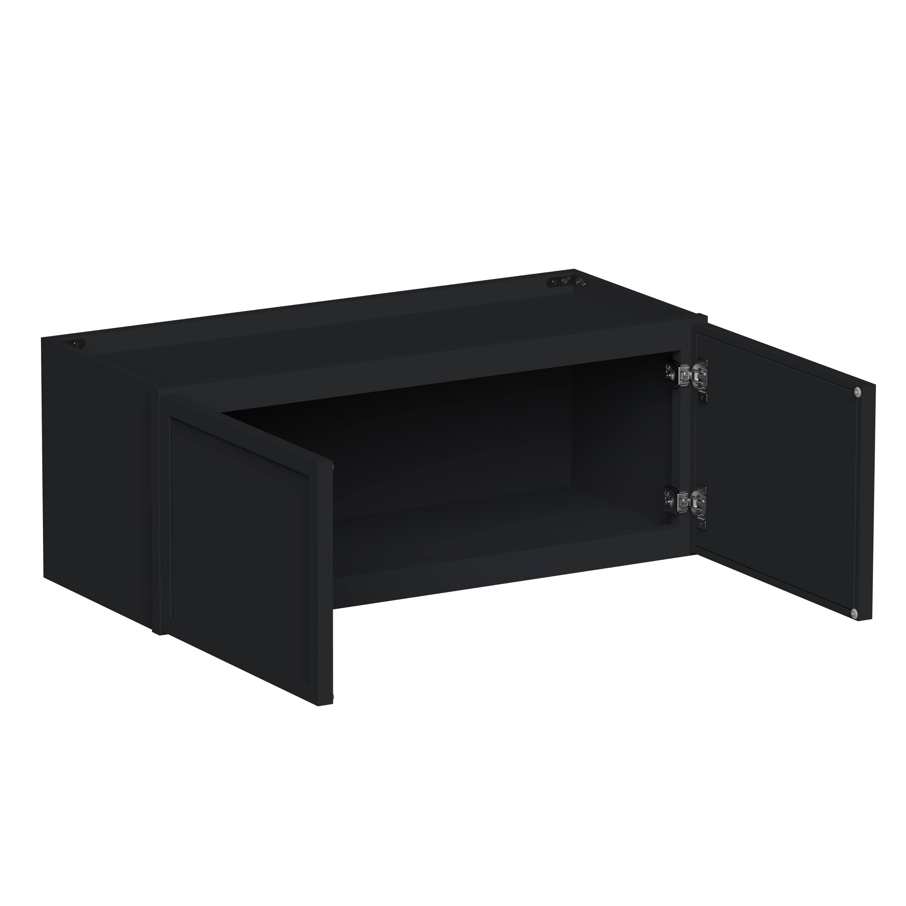 Angle. Boyel Living - 30-in W x 12-in H x 12-in D Shaker RTA Kitchen Wall Cabinet with Soft-Close - Black.