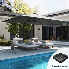 Mondawe - 10*13ft Large Patio Cantilever Umbrella Square with Bluetooth Speaker and Base - Gray