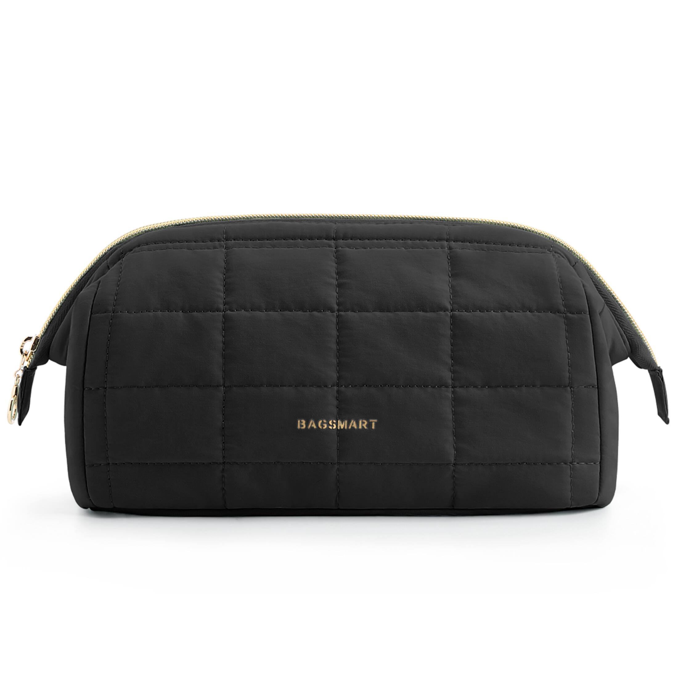 Bagsmart - Wide-open Makeup Bag Cosmetic Pouch Organizer Travel Toiletry Bag Essentials Accessories for Women Girls - Black