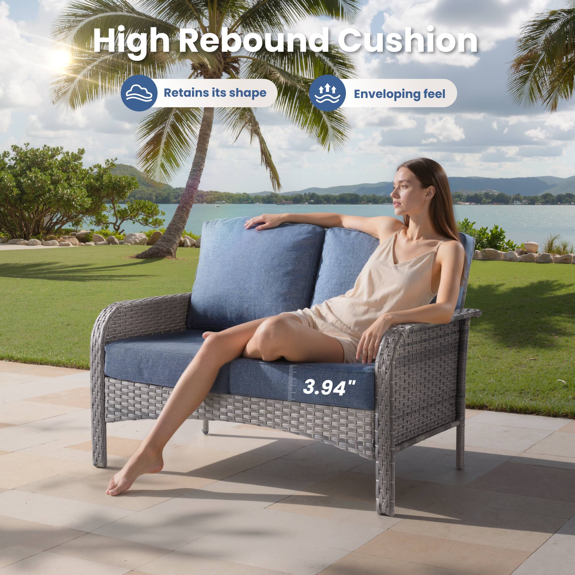 High Rebound Cushion  
Retains its shape  
Enveloping feel  
3.94"