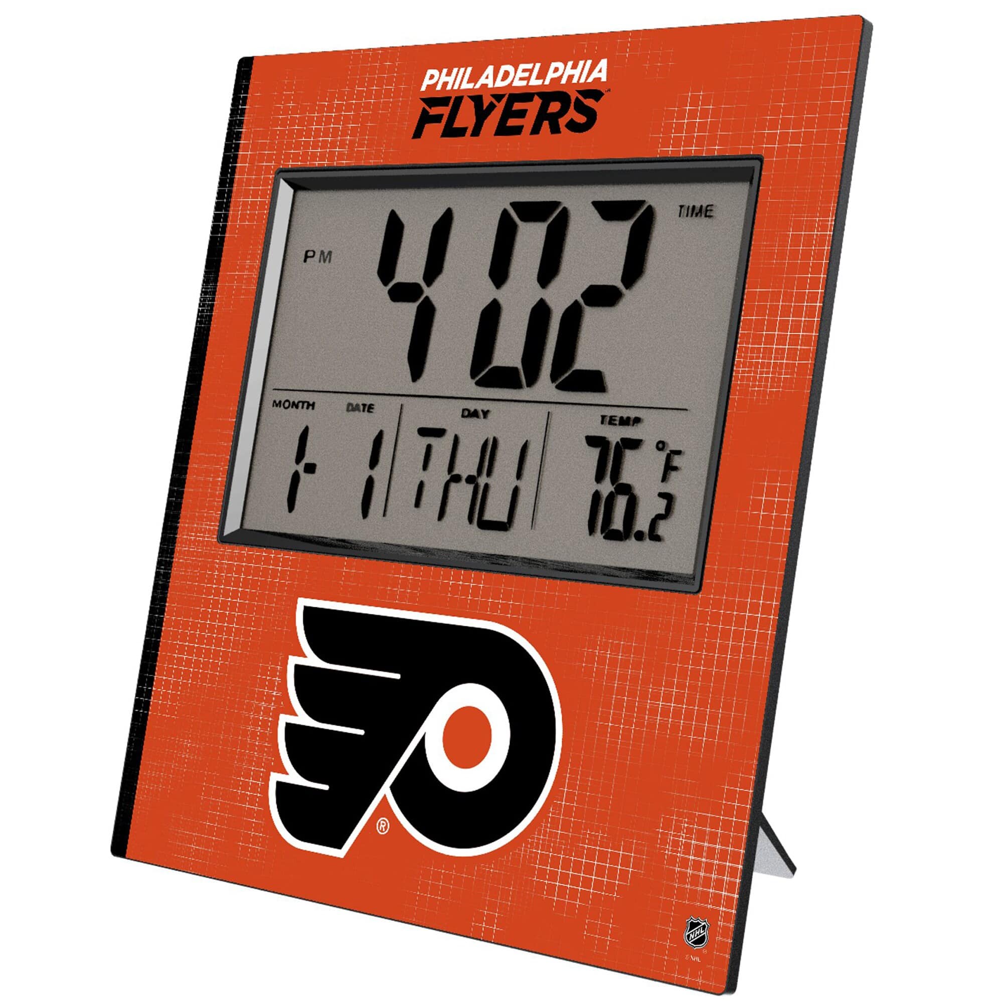 Keyscaper - Philadelphia Flyers Cross Hatch Digital Desk Clock - Multicolor