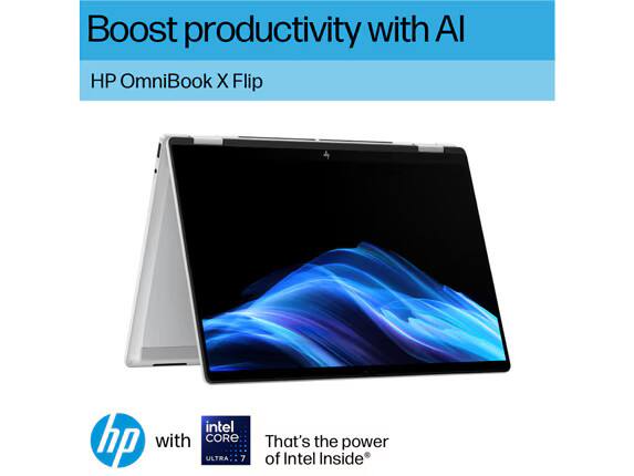 Boost productivity with AI

HP OmniBook X Flip

Intel Core Ultra 7

That's the power of Intel Inside