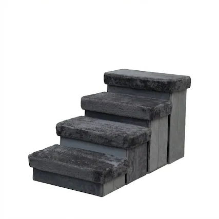 Front. PetPals - Charcoal 4 Level Pet Stairs - Gray.