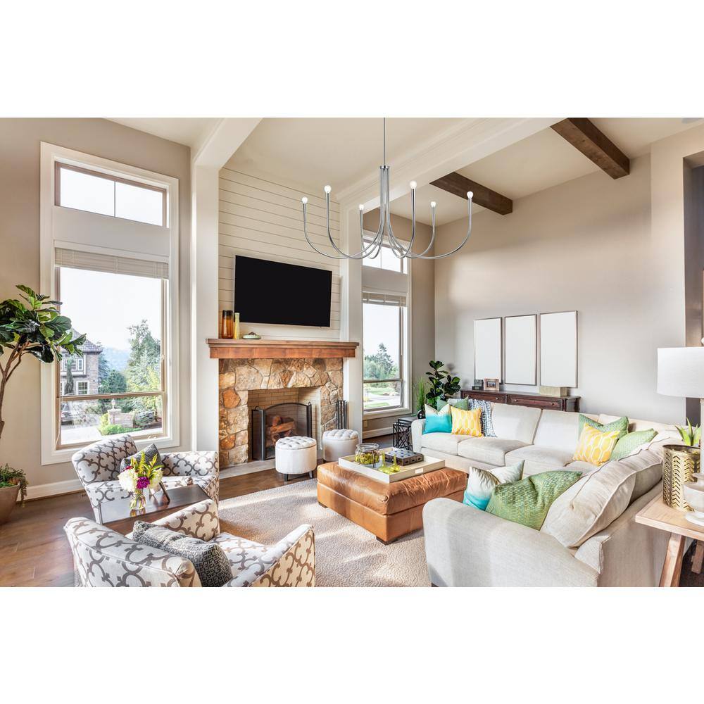 Angle. Living District - Layne 50 inch chandelier in Chrome - Chrome.