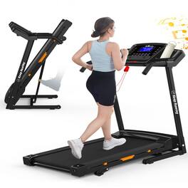 Loheer - Folding Treadmill 330LBS Capacity Compact Running Machine with Manual Incline and LED Display - Green