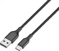Best Buy essentials™ - 4' USB-C to USB Braided Charge-and-Sync Cable - Black - Front_Zoom