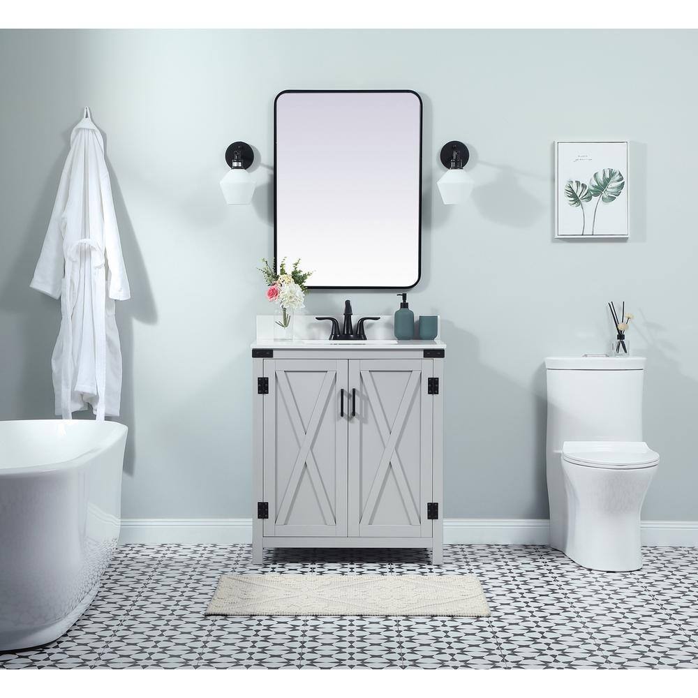 Alt View 9. Elegant Kitchen and Bath - 30 inch Single bathroom vanity in grey with backsplash - Grey.