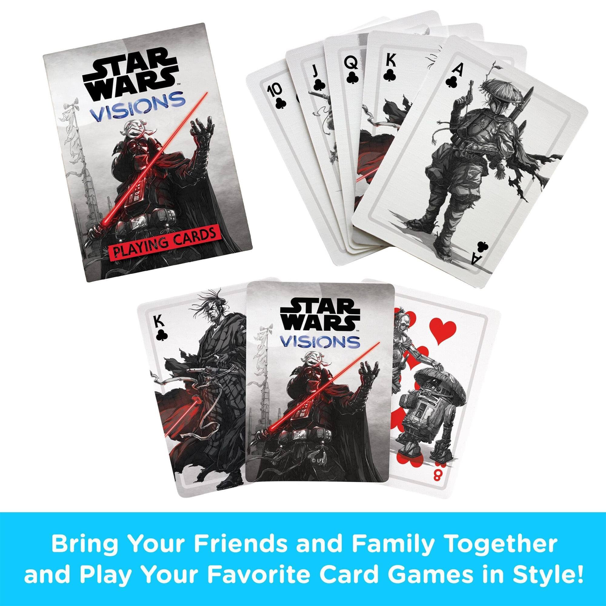 STAR WARS VISIONS  
PLAYING CARDS  

10 J Q K A  

STAR WARS VISIONS 8  

Bring Your Friends and Family Together and Play Your Favorite Card Games in Style!