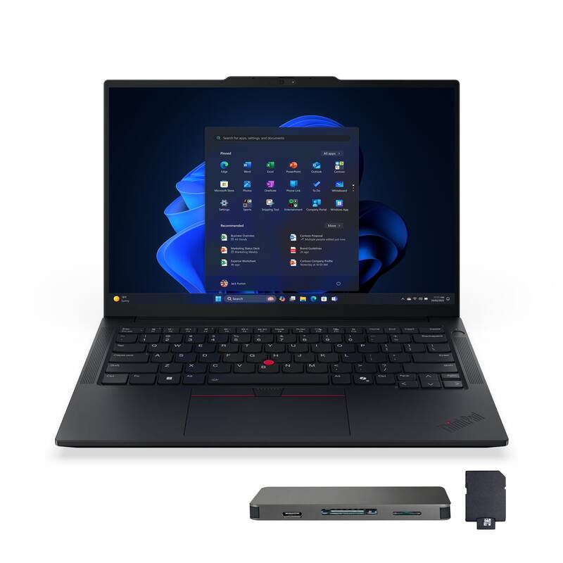Front. Lenovo - Lenovo ThinkPad E14 Gen 7 14" WUXGA Laptop,Intel5 210H,16GBRAM,512GB SSD+1TB Dock Set,Backlit,Fingerprint,Win11Pro,Black - Black.