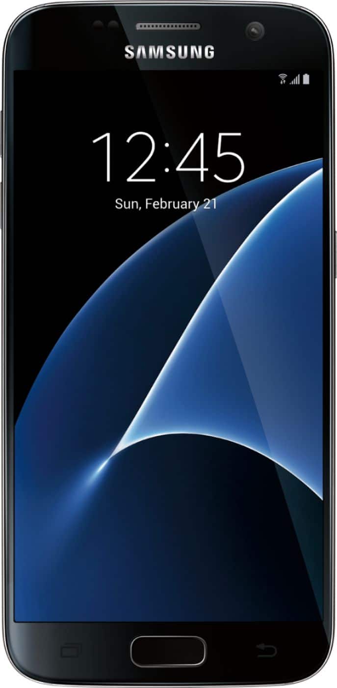 Front. Samsung - Galaxy S7 4G LTE with 32GB Memory Cell Phone (Unlocked) - Black Onyx.