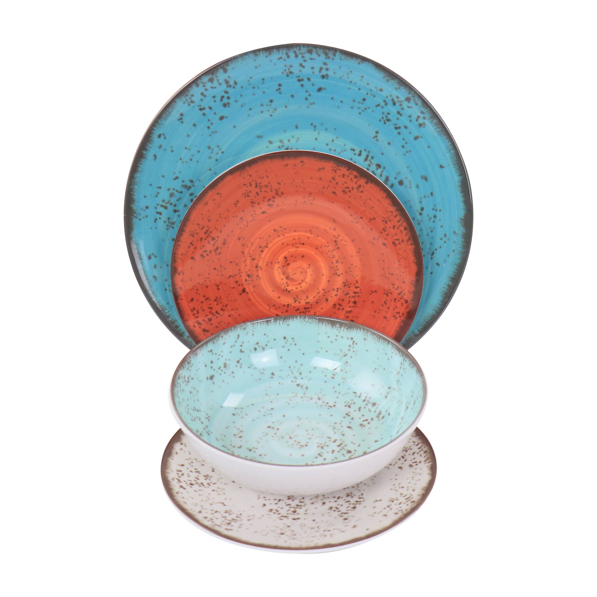 Angle. Elama - Elama Pryce 12 Piece Melamine Dinnerware Set in Assorted Colors - Multi.