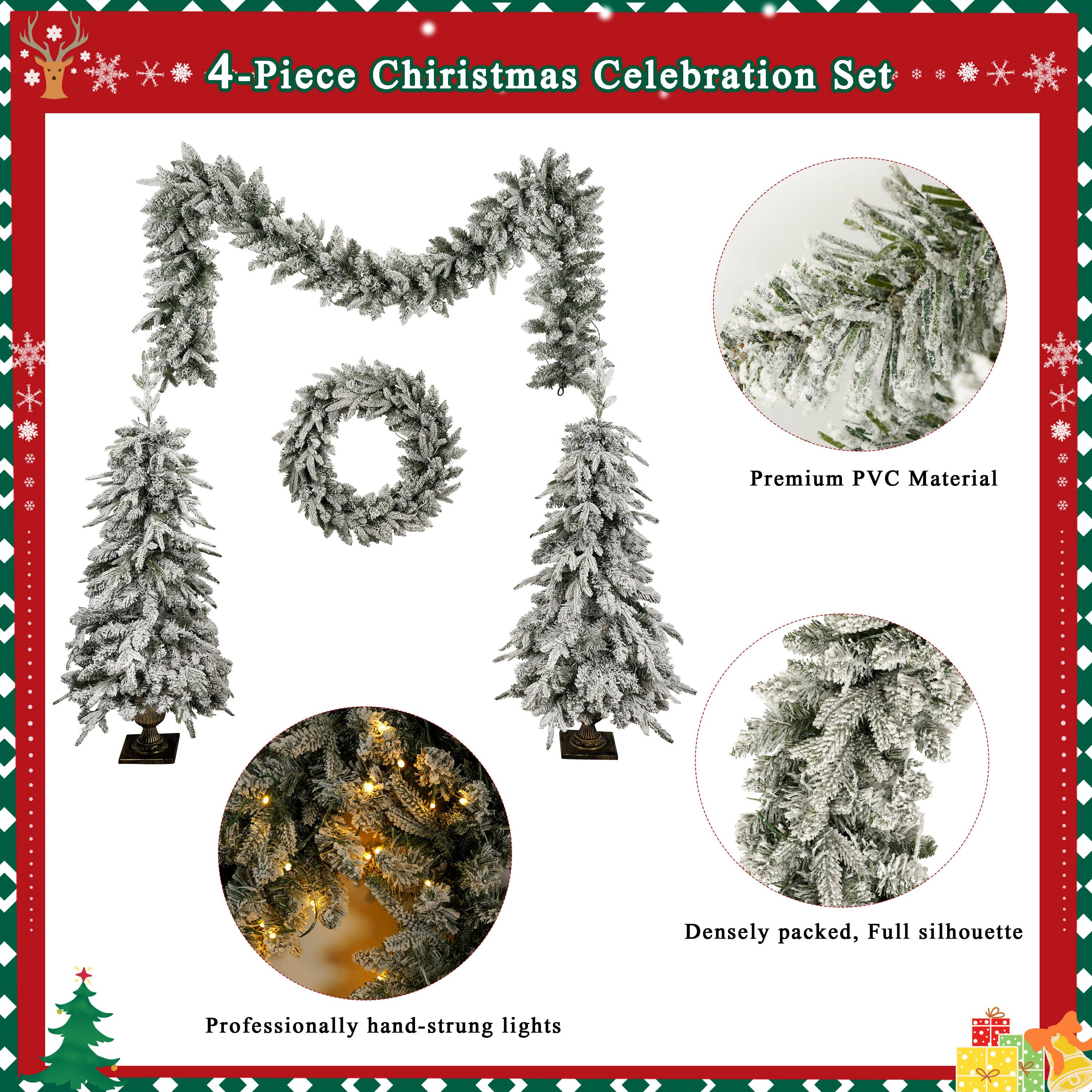 4-Piece Christmas Celebration Set

- Premium PVC Material
- Densely packed, Full silhouette
- Professionally hand-strung lights