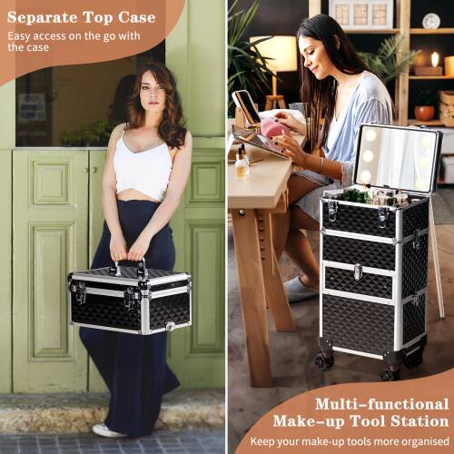 Separate Top Case  
Easy access on the go with the case  

Multi-functional Make-up Tool Station  
Keep your make-up tools more organised