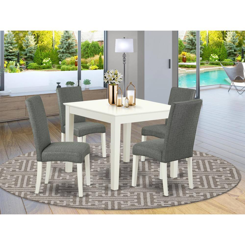 Left. East West Furniture - Dining Room Set Linen White - Brown.