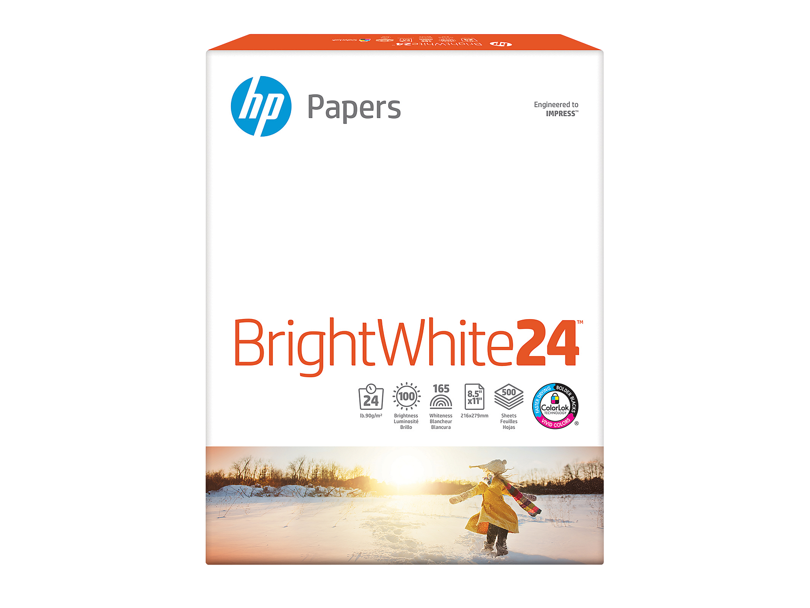 HP - Bright White Inkjet Paper | 500 Sheets | Letter | 8.5 x 11 in | HPB1124P