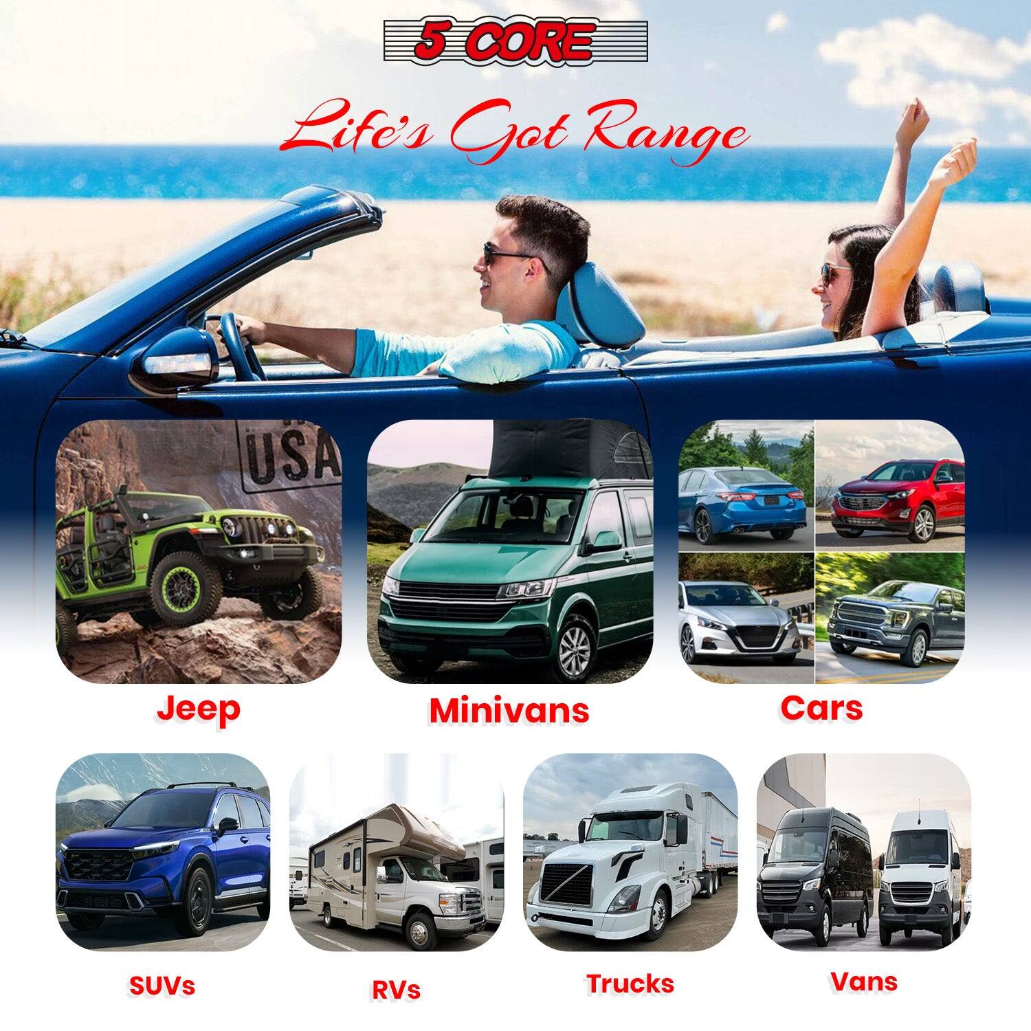 5 CORE Life's Got Range Jeep Minivans Cars SUVs RVs Trucks Vans