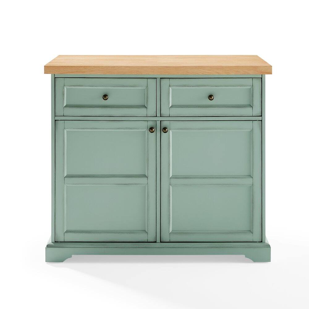 Alt View 3. Crosley Furniture - Holbrook Kitchen Island - Distressed Seafoam Blue.
