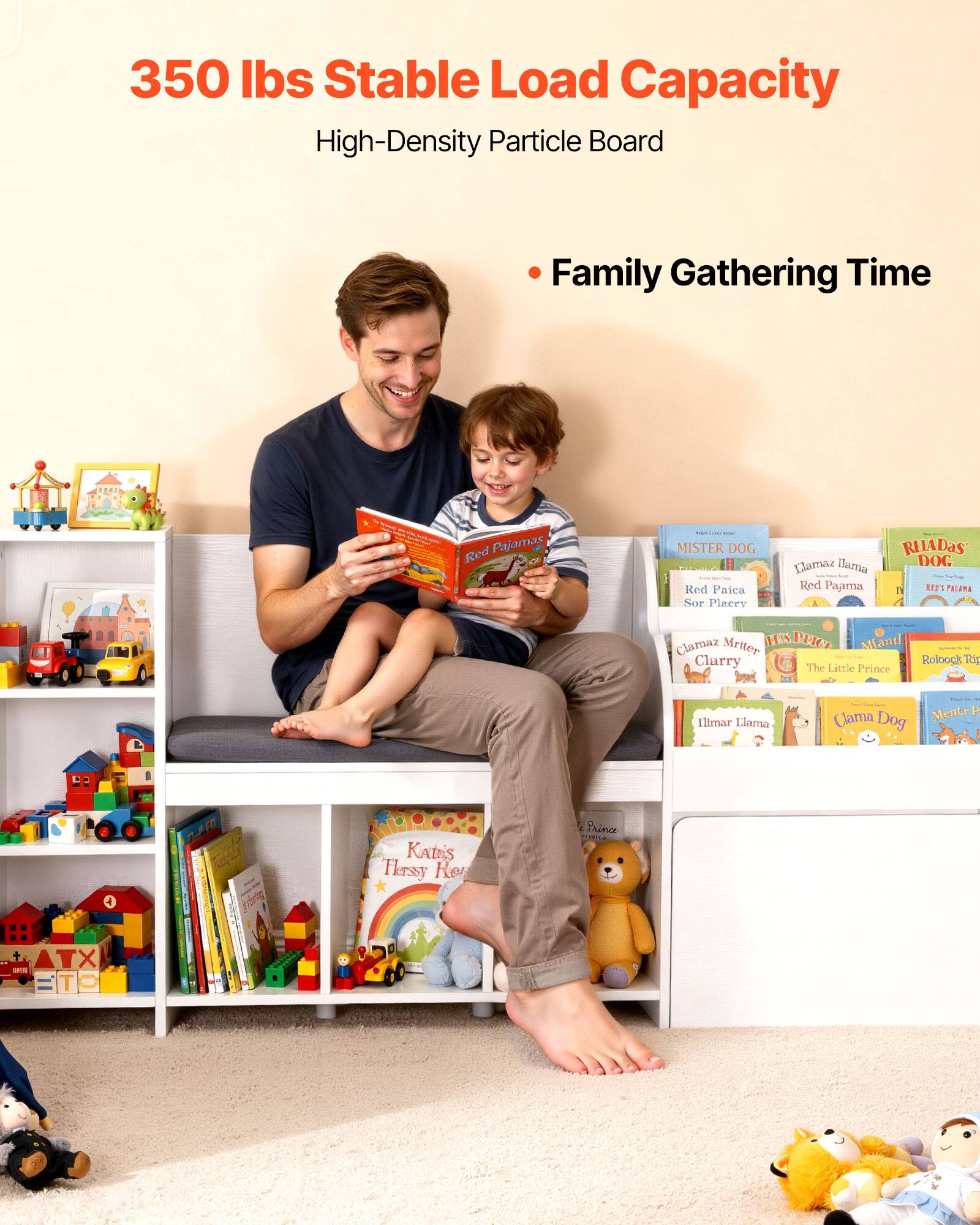 350 lbs Stable Load Capacity  
High-Density Particle Board  

Family Gathering Time