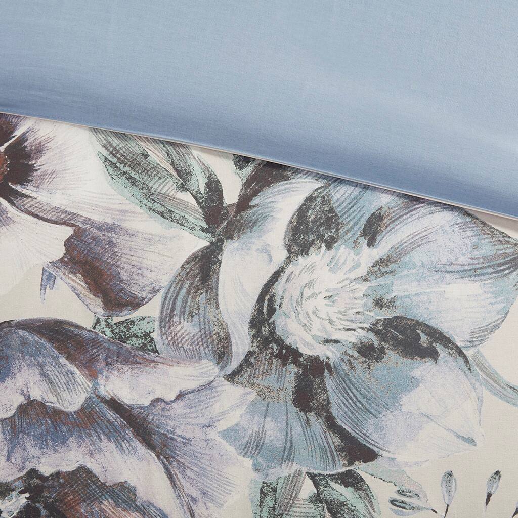 Alt View 5. Gracie Mills - Gracie Mills Kyrie 3-Piece Cotton Printed Duvet Cover Set - Blue.