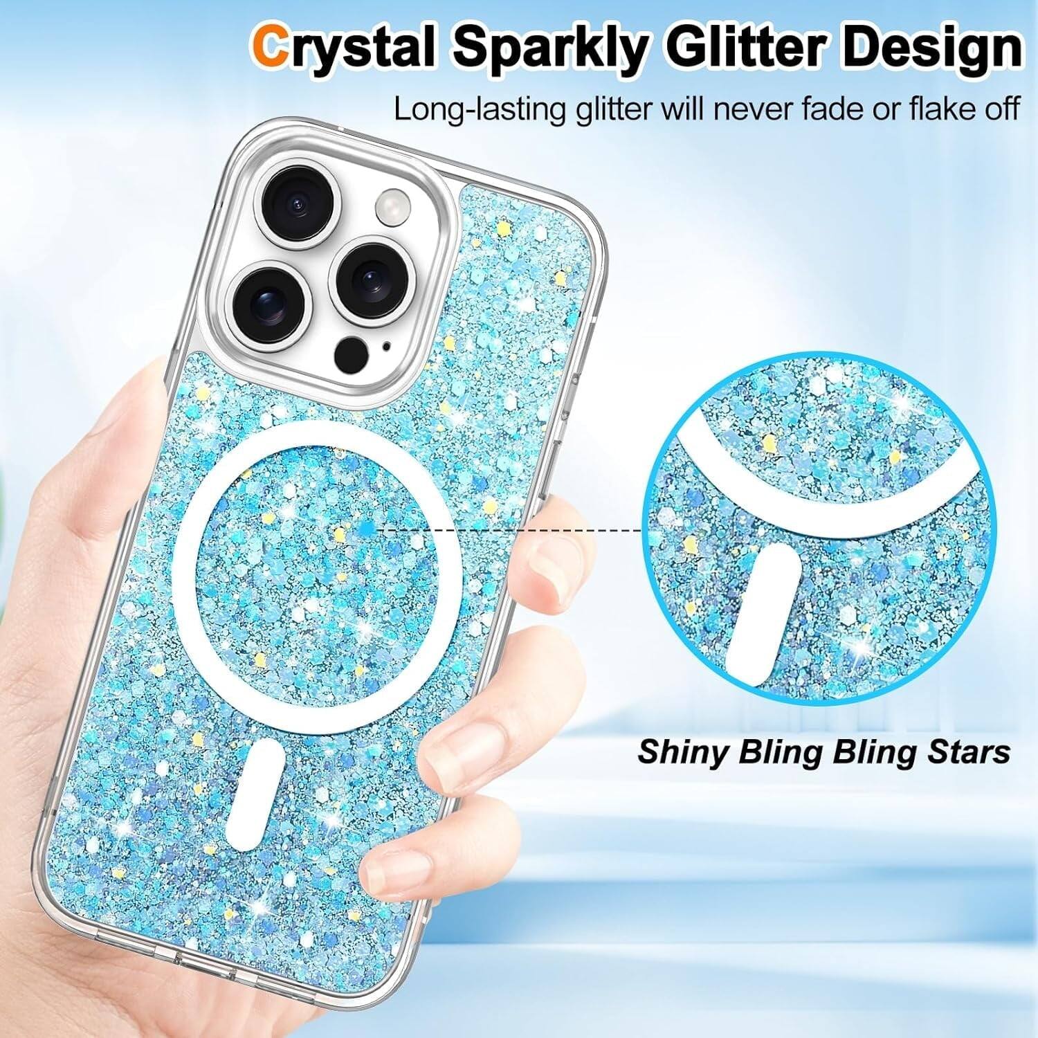Crystal Sparkly Glitter Design, Long-lasting glitter will never fade or flake off, Shiny Bling Bling Stars