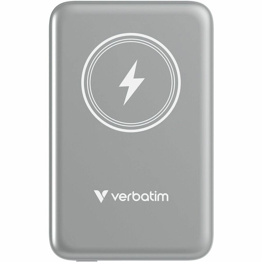 Alt View 2. Verbatim - Verbatim Charge 'n' Go Magnetic Wireless Power Bank 10000 mAh - Grey - For Smartphone, Mobile Device, Qi-enabled Device.