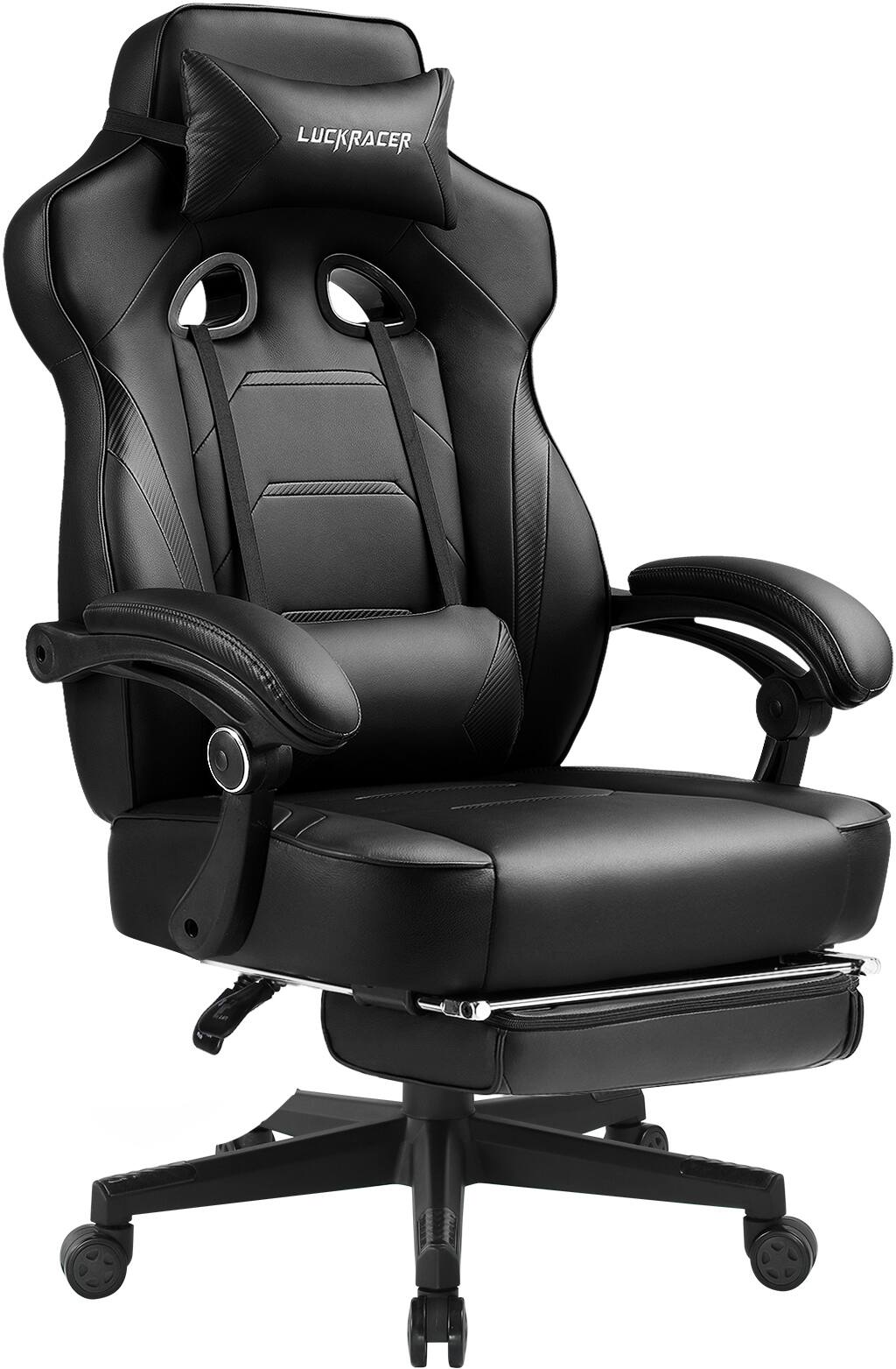 GTPlayer - Gaming Chair with Footrest Big and Tall Racing Style Computer Chair - Black