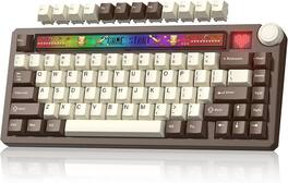 Womier - K80 75% Wireless Mechanical Keyboard with Screen and Knob, RGB/Hot Swappable/PBT Keycaps, VIA Programmable for Mac/PC - Brown