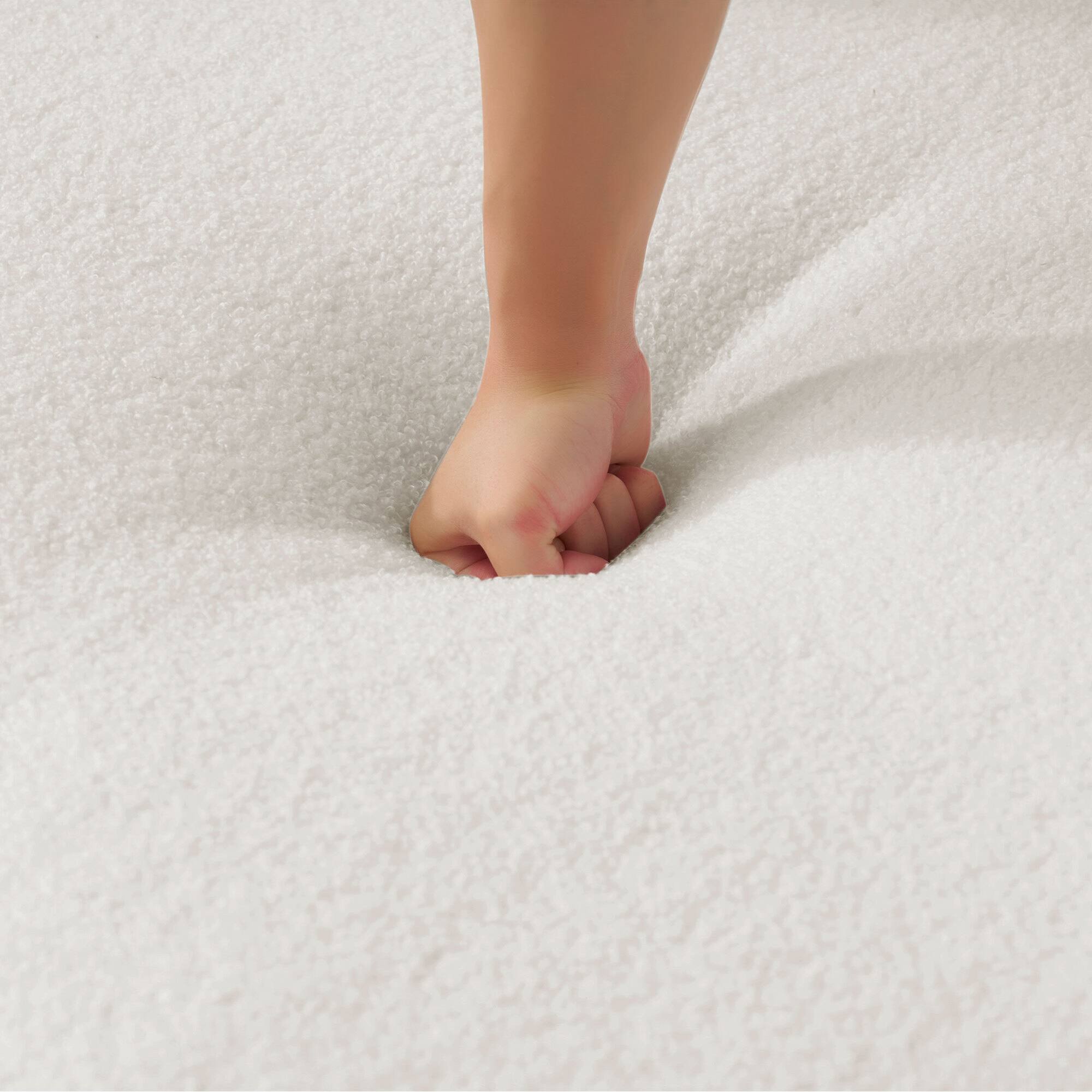 Alt View 9. GOODSILO - Modern Curved Loveseat Sofa with Teddy Velvet Fabric for Small Spaces and Apartments - White.