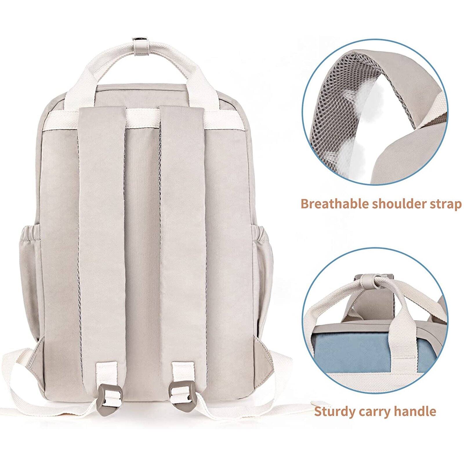 Breathable shoulder strap  
Sturdy carry handle