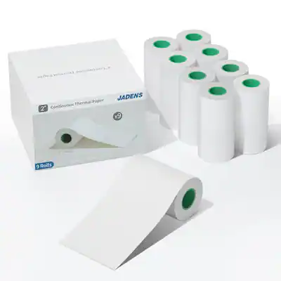 JADENS
2" Continuous Thermal Paper
x9
1.2" (30mm)
9 Rolls
For 2" and above models use only