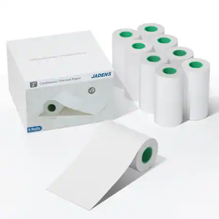 JADENS
2" Continuous Thermal Paper
x9
1.2" (30mm)
9 Rolls
For 2" and above models use only