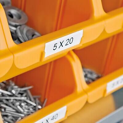 Alt View 1. DYMO - IND 18443 Vinyl Label Printer Label, 3/8"W, Black on White - Black on White.