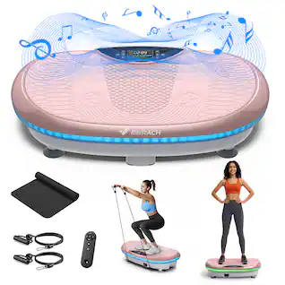 MERACH - 4D Vibration Plate Exercise Machine, 120 Speed Levels Full Body Plate Vibration with Bluetooth Speaker LED Lights - Pink