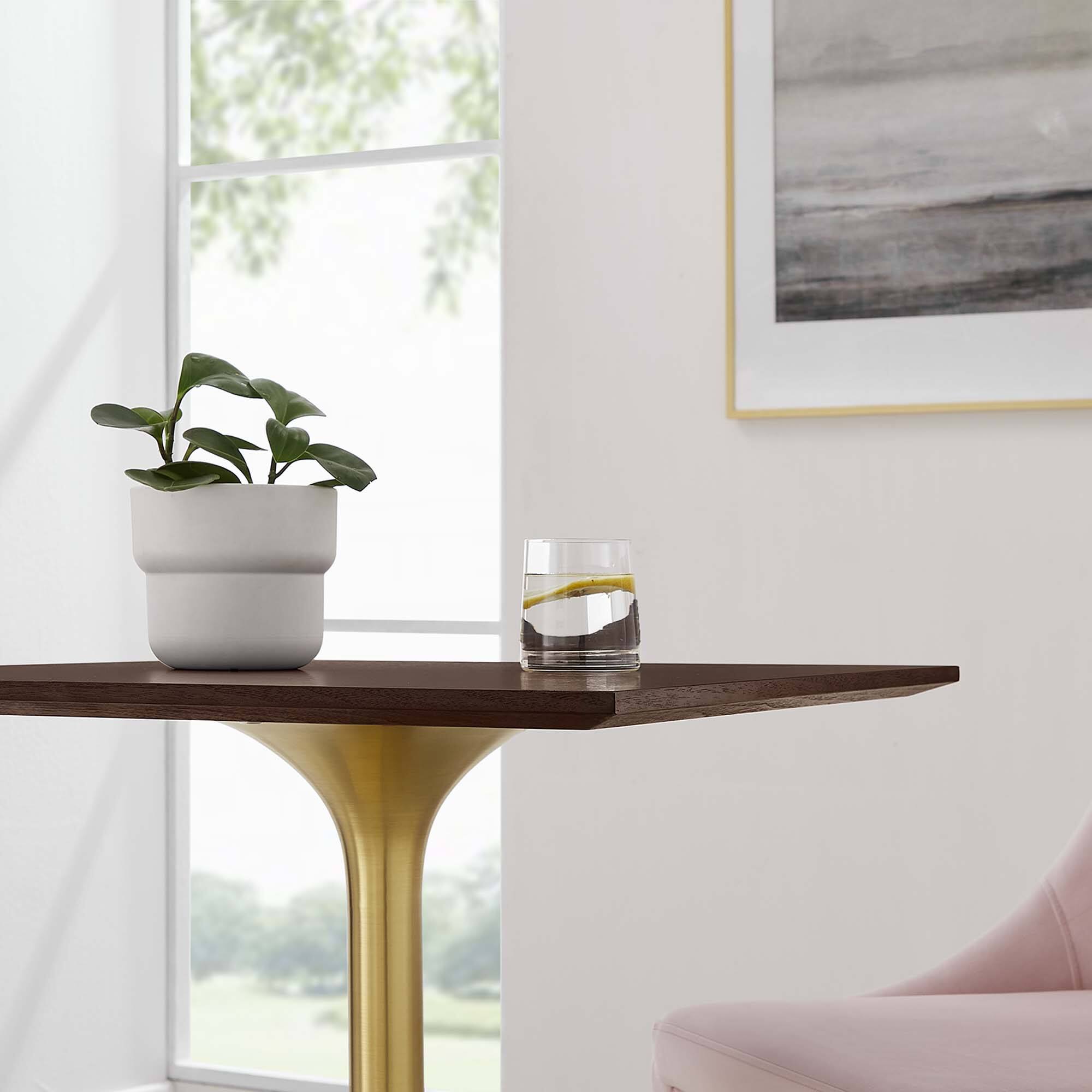 Alt View 1. Modway - Lippa Square Wood Dining Table - Gold Cherry Walnut.