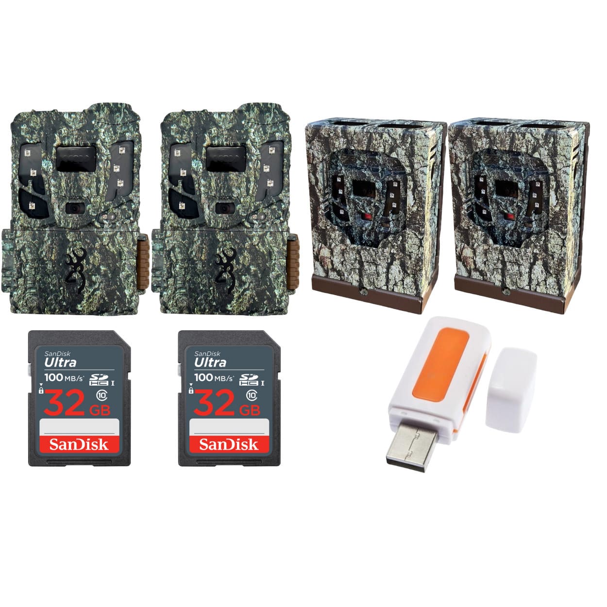 Browning - 2PK Pro Scout Max HD Trail Camera, Security Box w/32GB M/Card & Reader