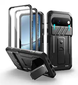Dexnor - Rugged Case for Google Pixel 11 Pro XL with Slide Camera Cover & 2 Front Frames & Built-in Screen Protector & Kickstand - Black