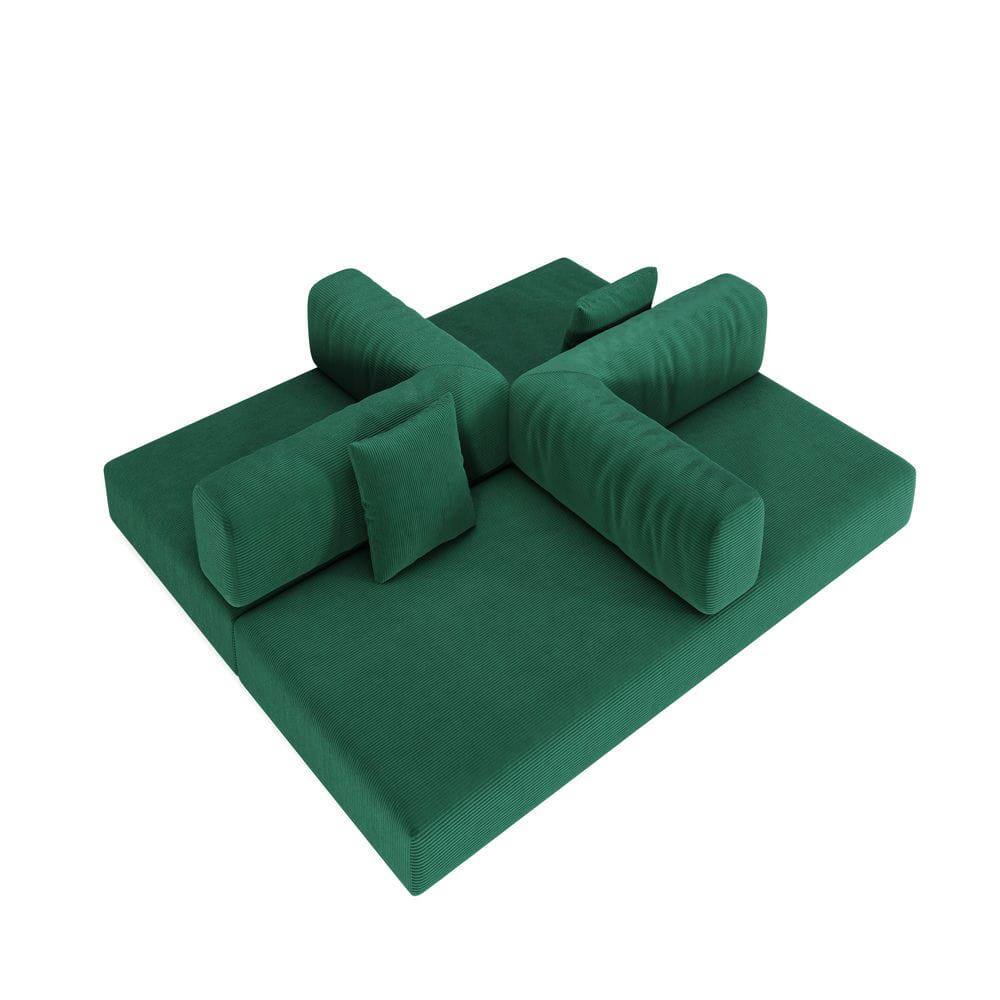 Alt View 5. Kadyn - 78.8" Modular Floor Sofa, Convertible Pudding Block Sectional with Armrests, Ready to Use, Green - Green.