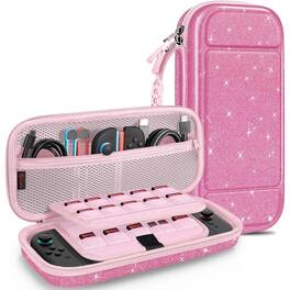 Kitcheniva - Travel Carry Case For Nintendo Switch 2 2025 Shockproof Hard Protective Cover - Glittering Pink