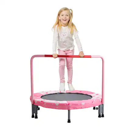 Front. VEVOR - 36" Kids Trampoline, 3FT Indoor Outdoor Trampoline, Foldable Mini Trampoline with Handle, Rebounder Trampoline - Pink.