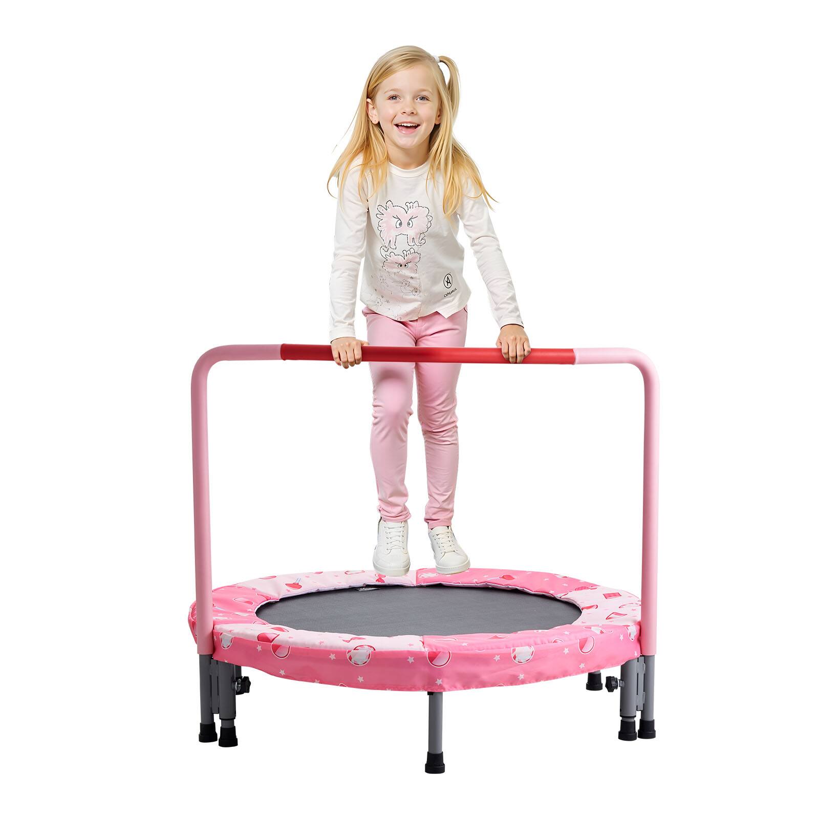 VEVOR - 36" Kids Trampoline, 3FT Indoor Outdoor Trampoline, Foldable Mini Trampoline with Handle, Rebounder Trampoline - Pink