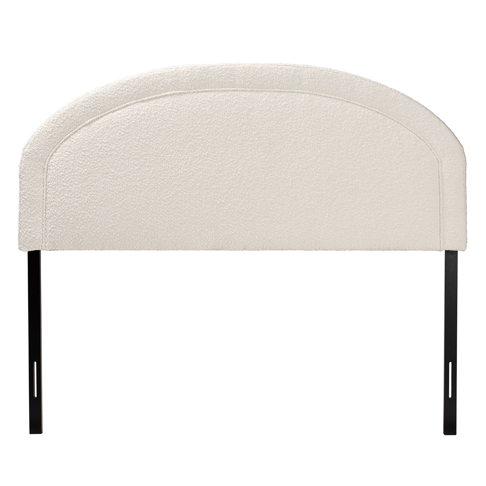 Angle. Baxton Studio - Fiana Modern Boucle Fabric Queen Size Headboard - White/Dark Brown.