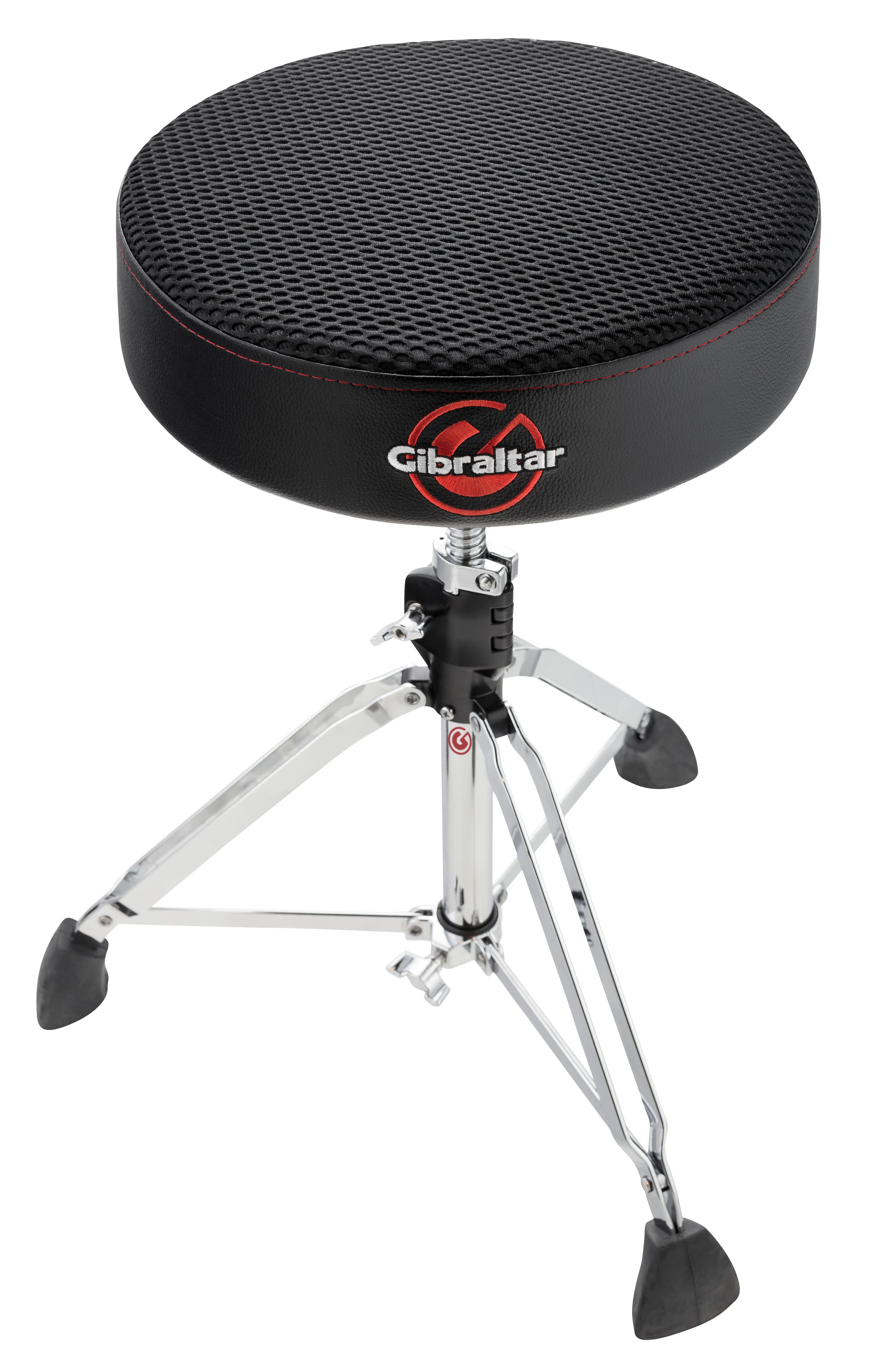 Gibraltar Hardware - Airtech Web Round Drum Throne, 13" Breathable Mesh Seat, Memory Foam Cushion, Quick-Lock Height Adjustment