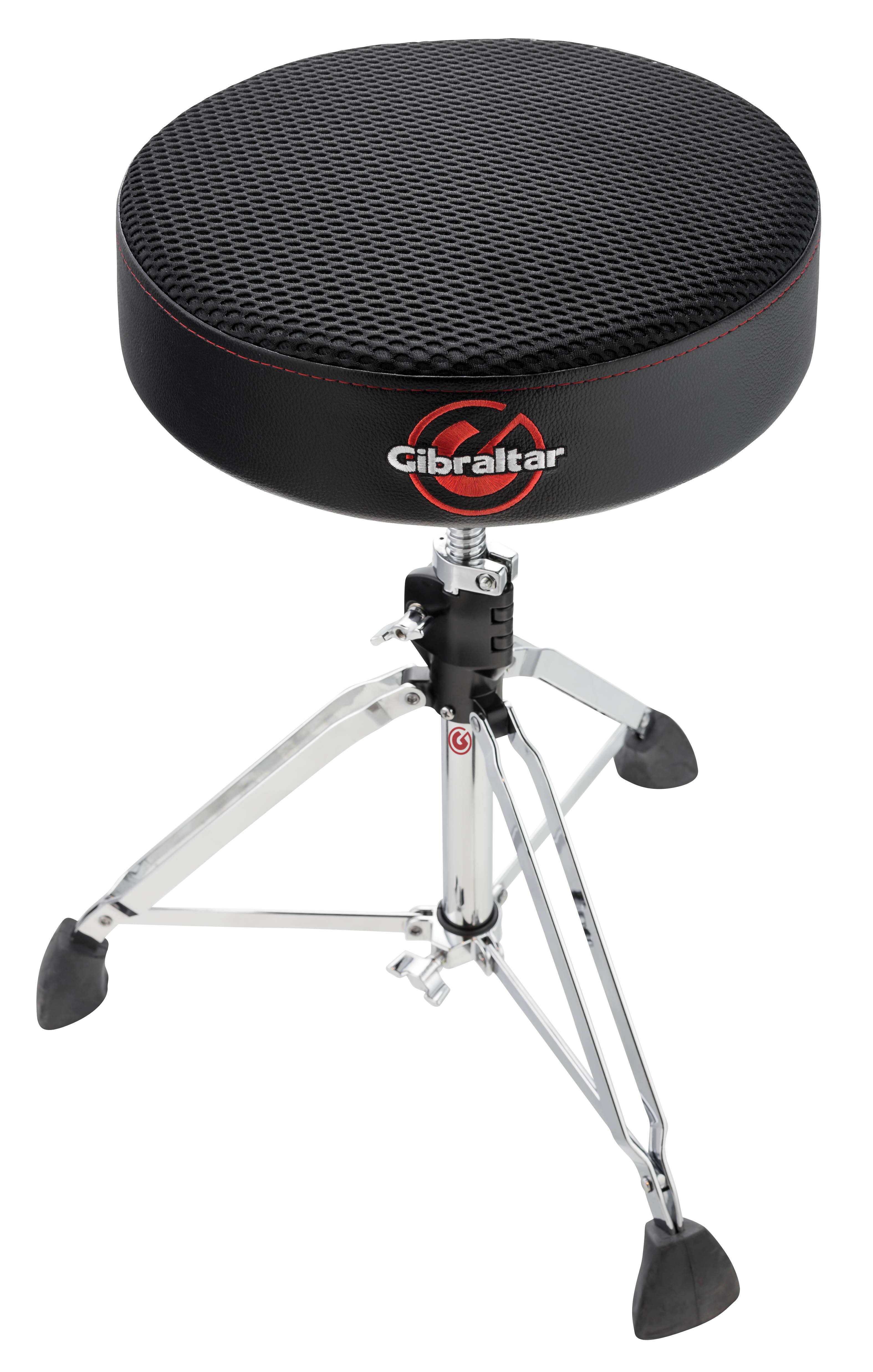 Front. Gibraltar Hardware - Airtech Web Round Drum Throne, 13" Breathable Mesh Seat, Memory Foam Cushion, Quick-Lock Height Adjustment.