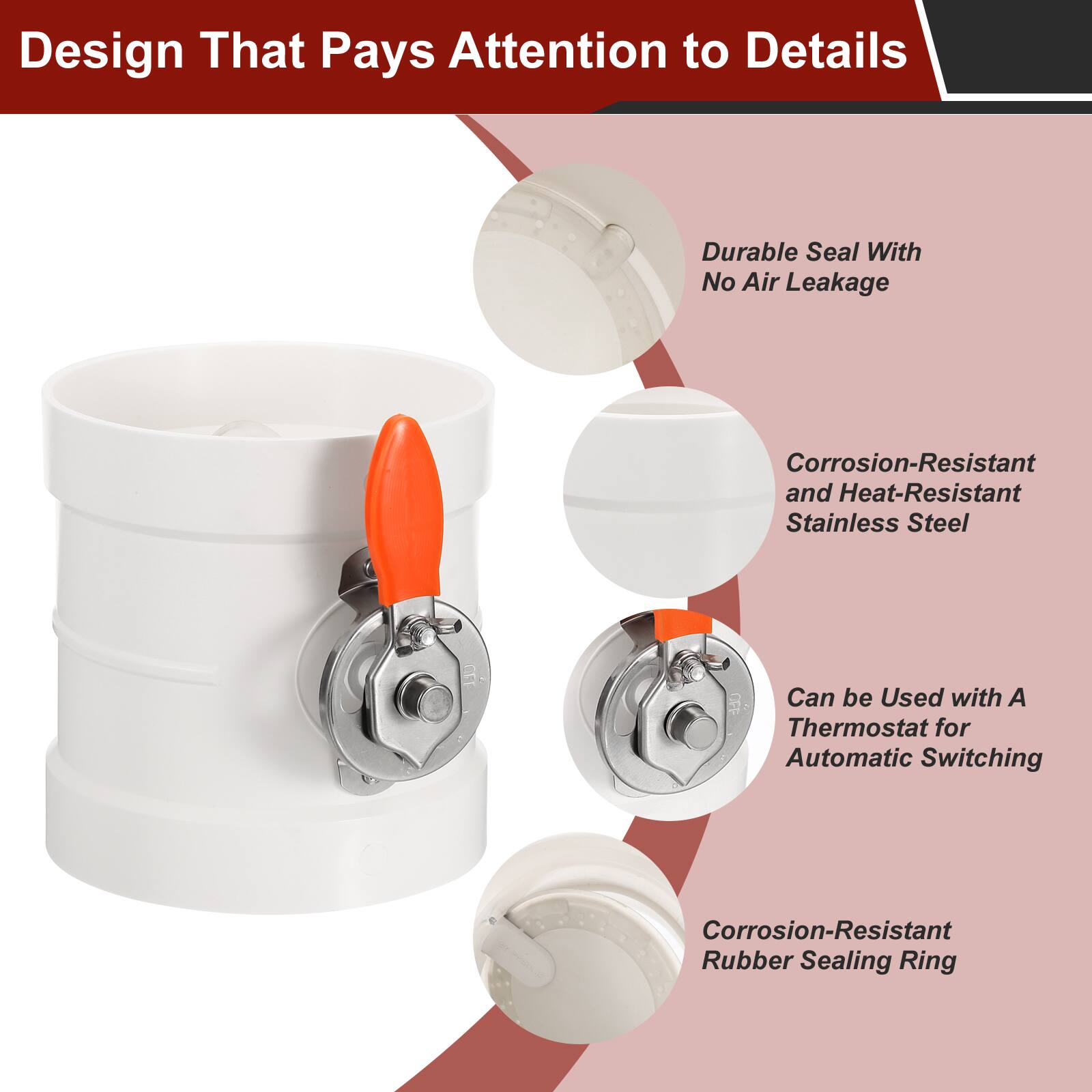 Design That Pays Attention to Details

- Durable Seal With No Air Leakage
- Corrosion-Resistant and Heat-Resistant Stainless Steel
- Can be Used with A Thermostat for Automatic Switching
- Corrosion-Resistant Rubber Sealing Ring