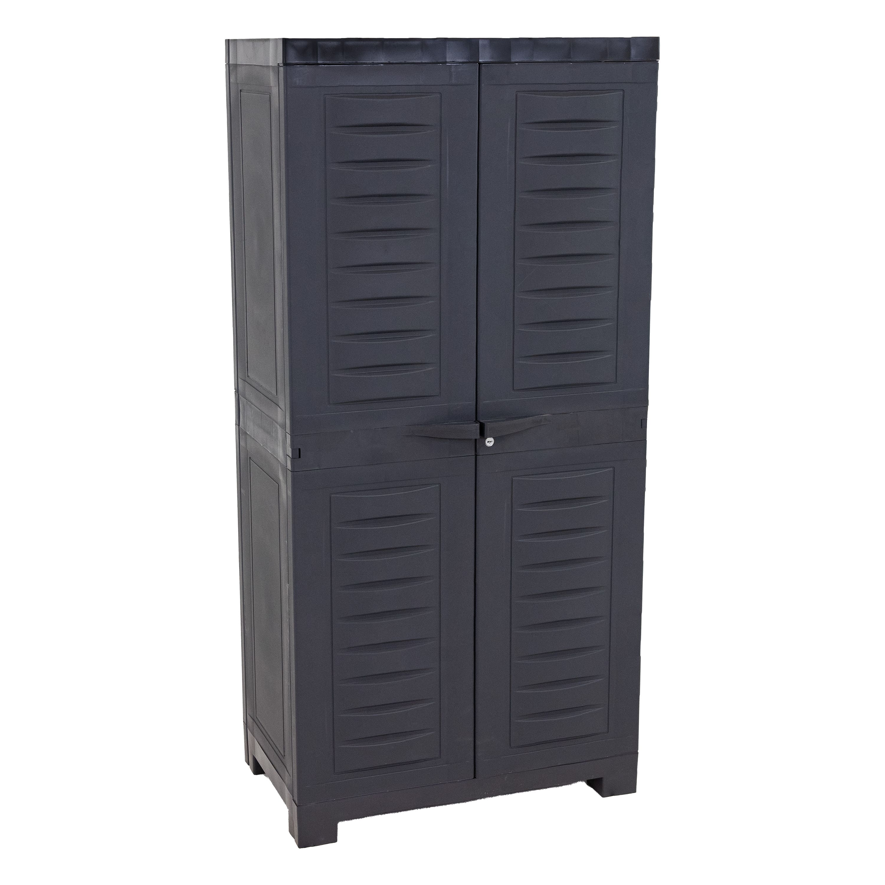 Sunnydaze - Lockable Storage Cabinet with 3 Adjustable Shelves - Charcoal