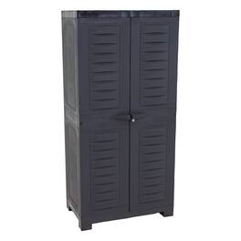 Sunnydaze - Lockable Storage Cabinet with 3 Adjustable Shelves - Charcoal