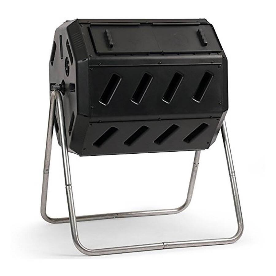 FCMP Outdoor 37 Gallon Elevated Dual Chamber Tumbling Garden Composter ...