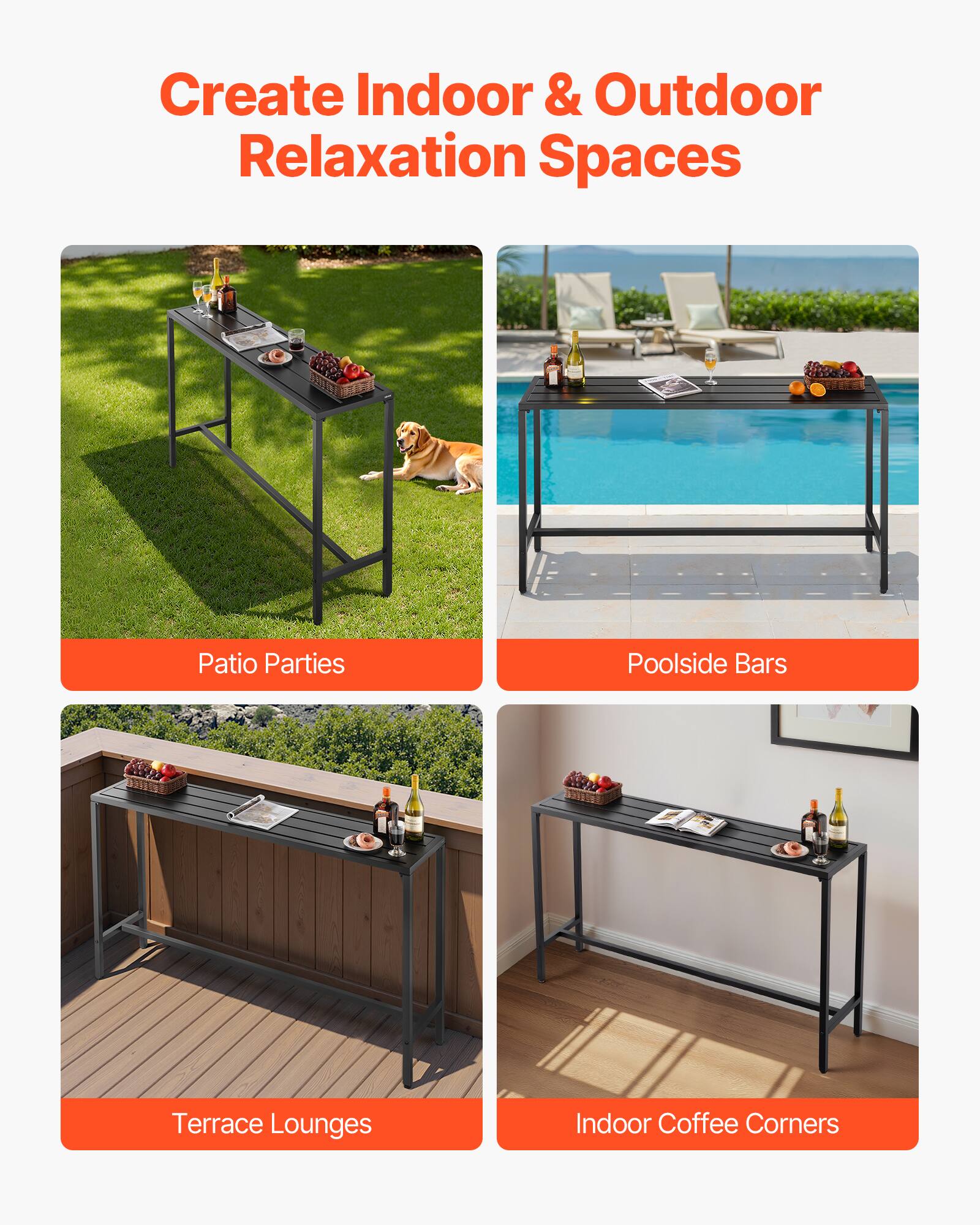 Create Indoor & Outdoor Relaxation Spaces

- Patio Parties
- Poolsides Bars
- Terrace Lounges
- Indoor Coffee Corners