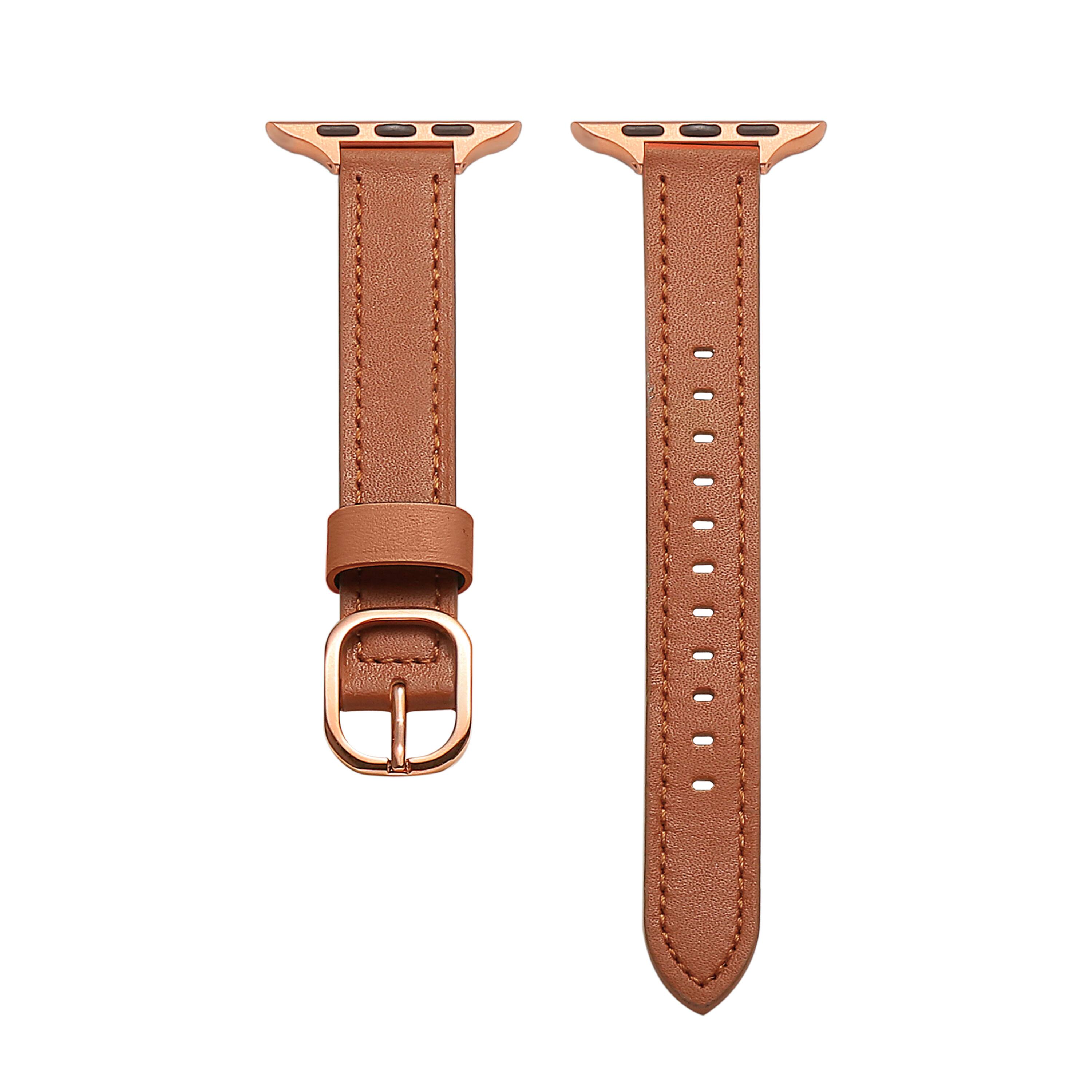 Left. Posh Tech - Carmen Skinny Leather Band for Apple Watch - Brown.